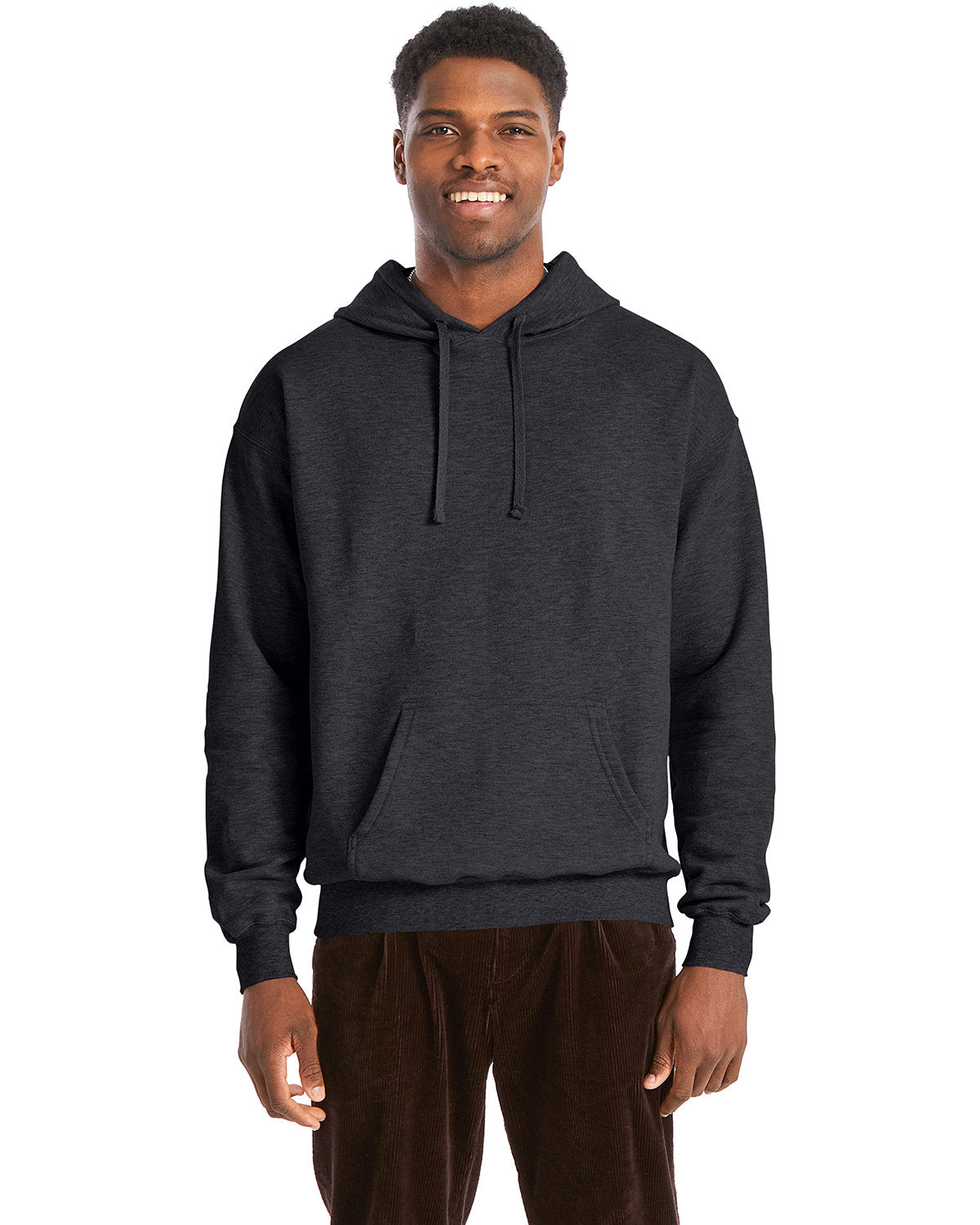 Hanes Perfect Sweats Pullover Hooded Sweatshirt-Men's Layering-Hanes-Charcoal Heather-S-Thread Logic