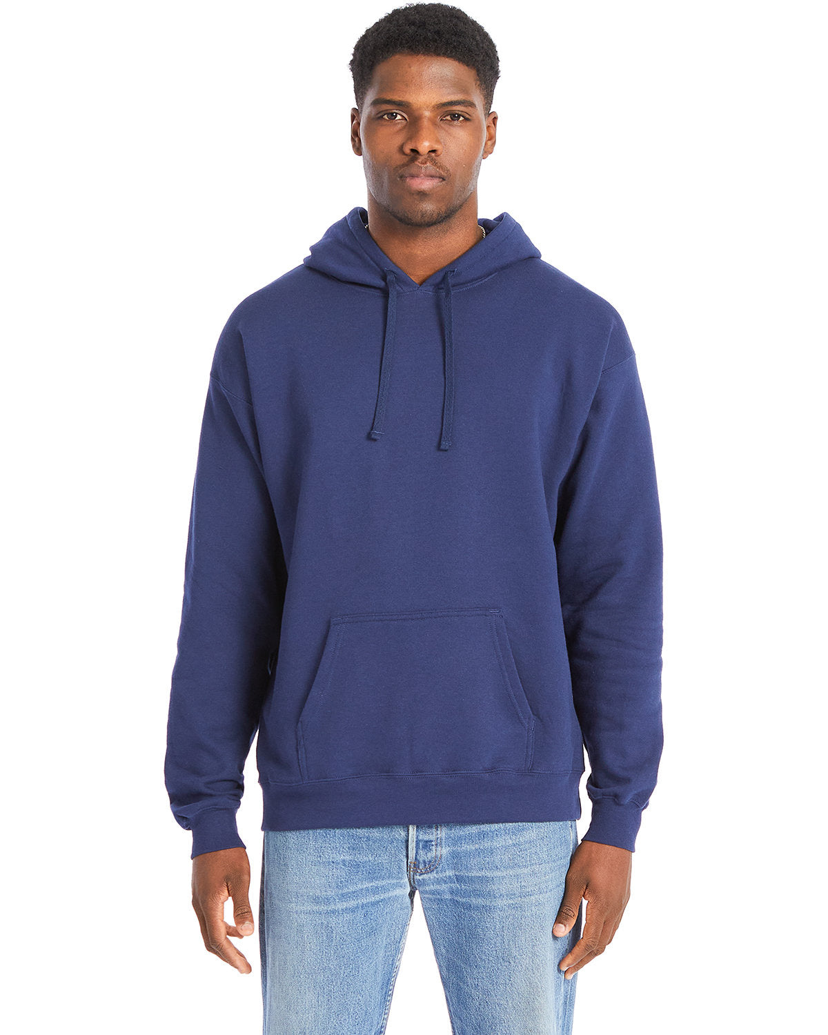 Hanes Perfect Sweats Pullover Hooded Sweatshirt-Men's Layering-Hanes-Navy-S-Thread Logic