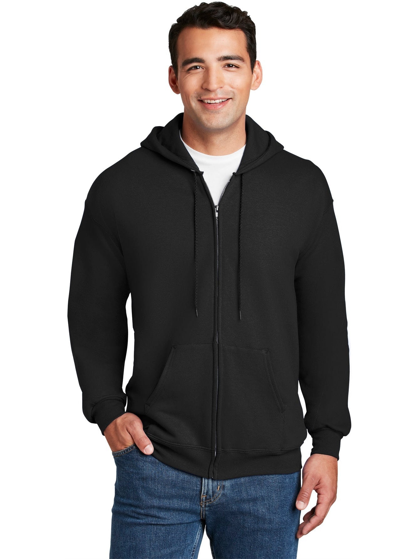 no-logo Hanes Ultimate Cotton Full-Zip Hooded Sweatshirt-Regular-Hanes-Thread Logic