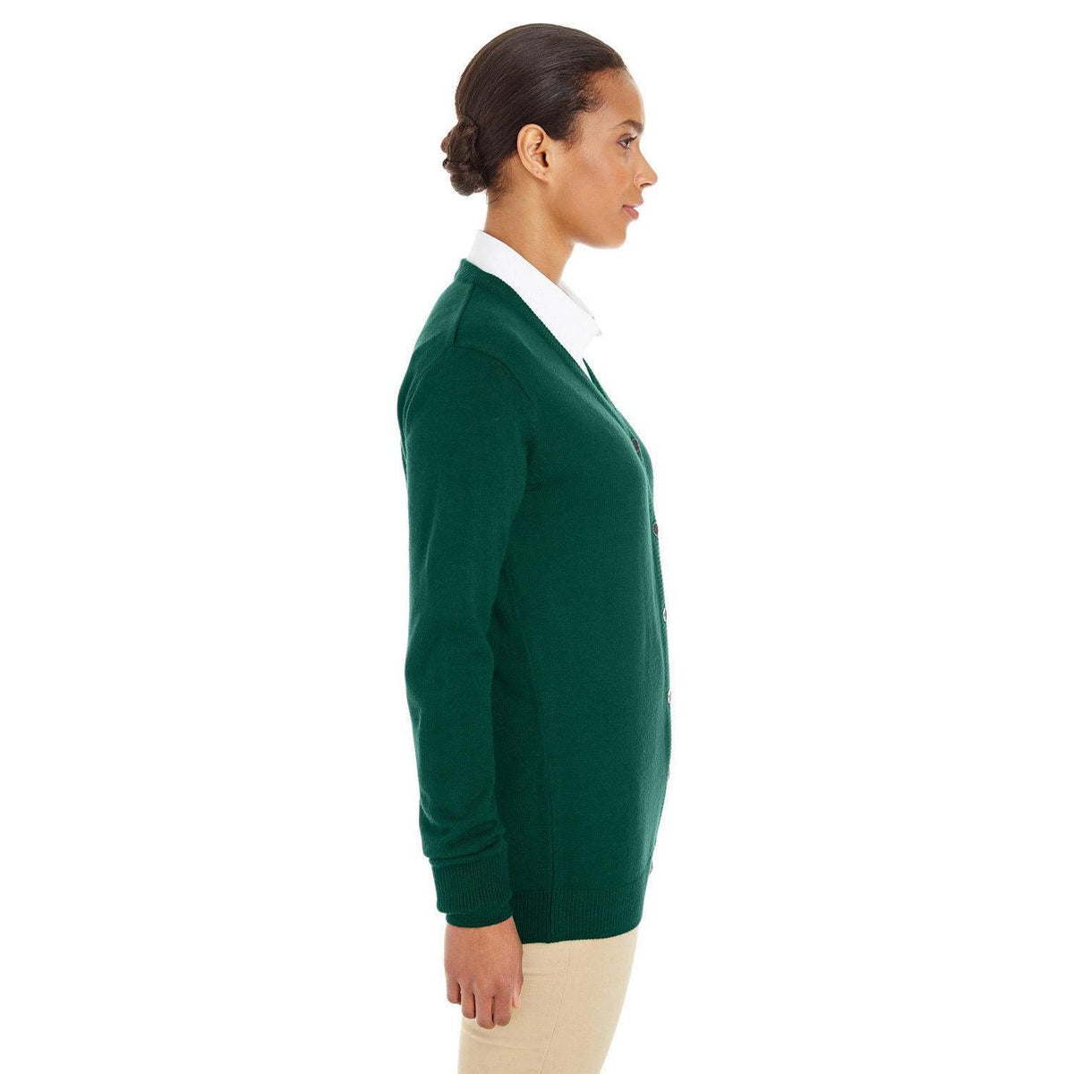 no-logo Harriton Women's Pilbloc V-Neck Button Cardigan Sweater-Sweaters-Harriton-Thread Logic