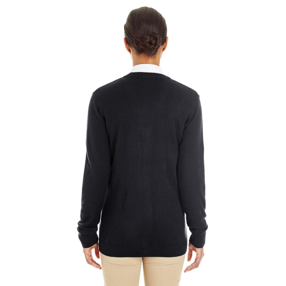 no-logo Harriton Women's Pilbloc V-Neck Button Cardigan Sweater-Sweaters-Harriton-Thread Logic