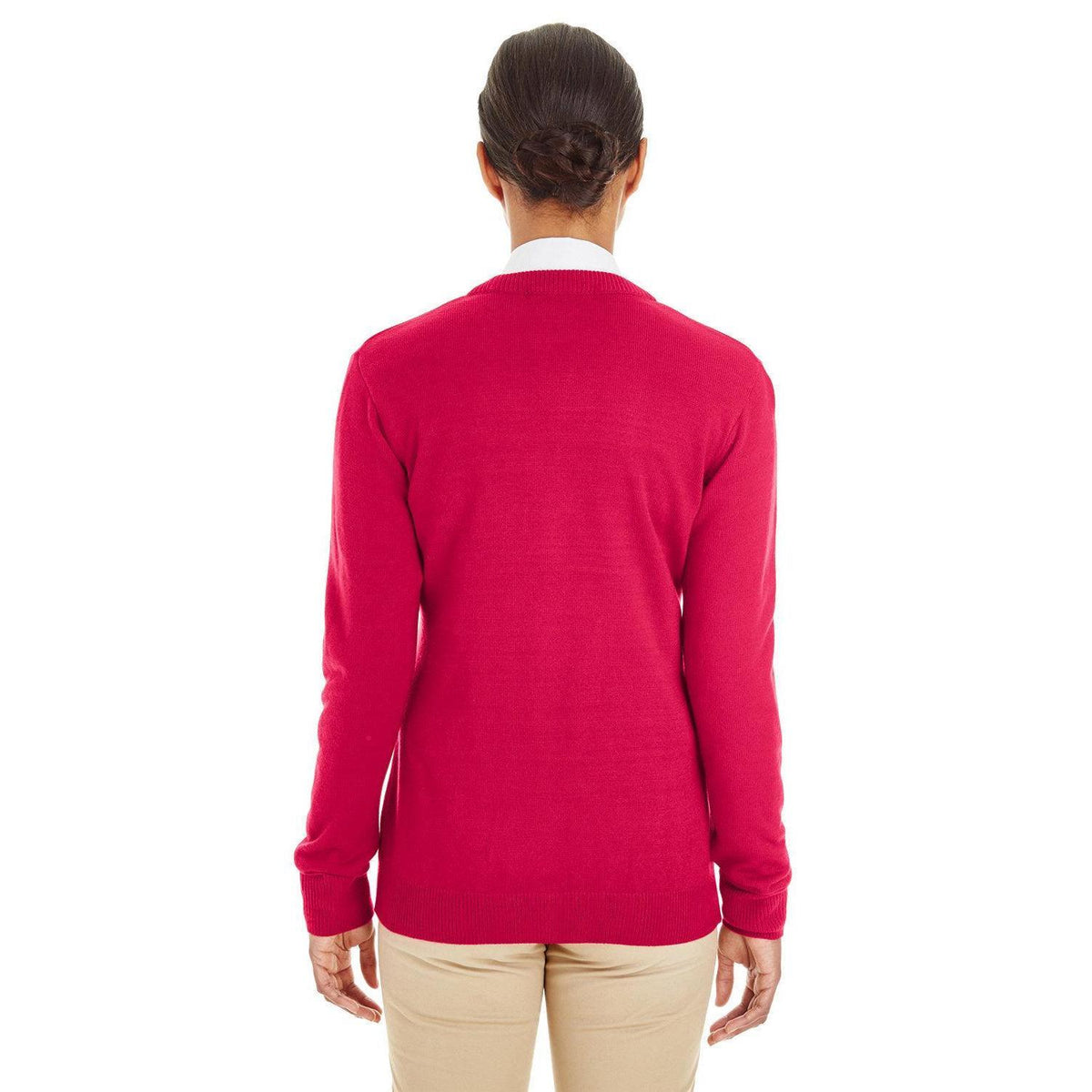 no-logo Harriton Women's Pilbloc V-Neck Button Cardigan Sweater-Sweaters-Harriton-Thread Logic