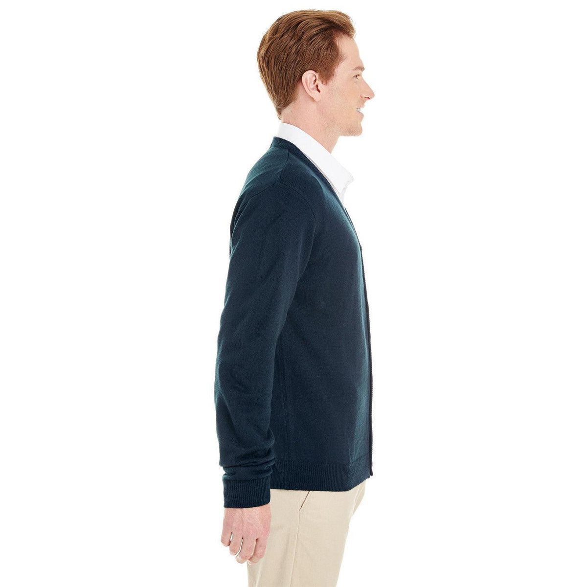no-logo Harriton Pilbloc V-Neck Button Cardigan Sweater-Men's Layering-Harriton-Thread Logic
