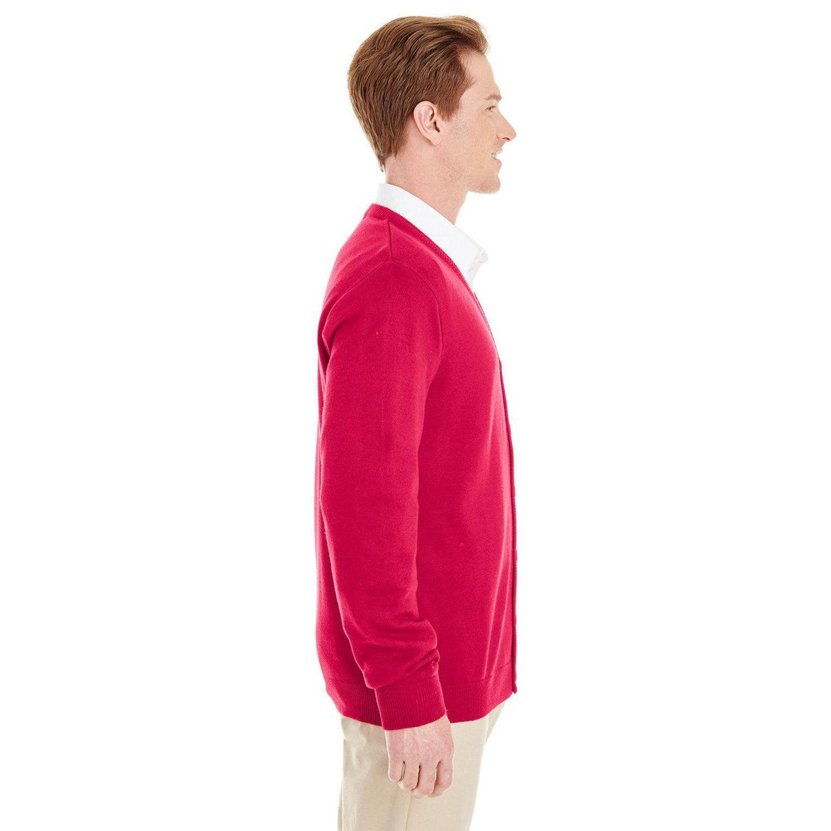 no-logo Harriton Pilbloc V-Neck Button Cardigan Sweater-Men's Layering-Harriton-Thread Logic