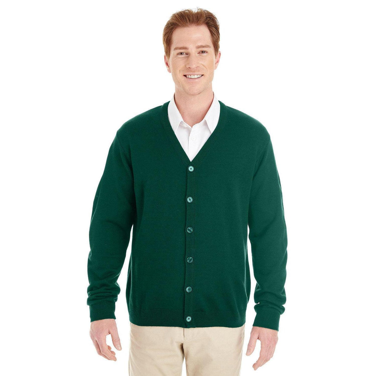no-logo Harriton Pilbloc V-Neck Button Cardigan Sweater-Men's Layering-Harriton-Hunter-S-Thread Logic
