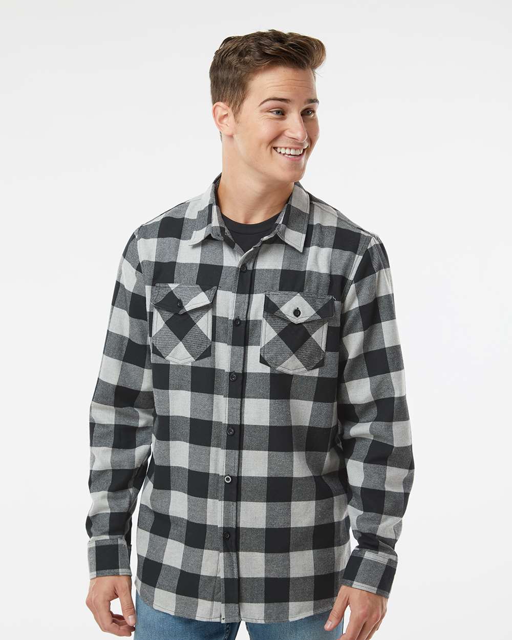 no-logo Independent Trading Co. Flannel Shirt-Men's Dress Shirts-Independent Trading Co.-Thread Logic