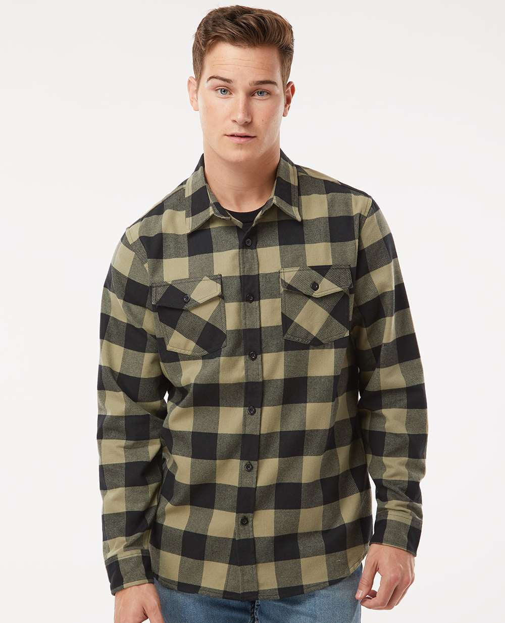 no-logo Independent Trading Co. Flannel Shirt-Men's Dress Shirts-Independent Trading Co.-Thread Logic