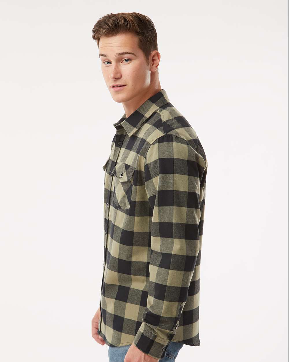 no-logo Independent Trading Co. Flannel Shirt-Men's Dress Shirts-Independent Trading Co.-Thread Logic