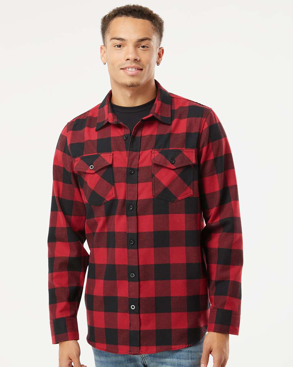 no-logo Independent Trading Co. Flannel Shirt-Men's Dress Shirts-Independent Trading Co.-Thread Logic