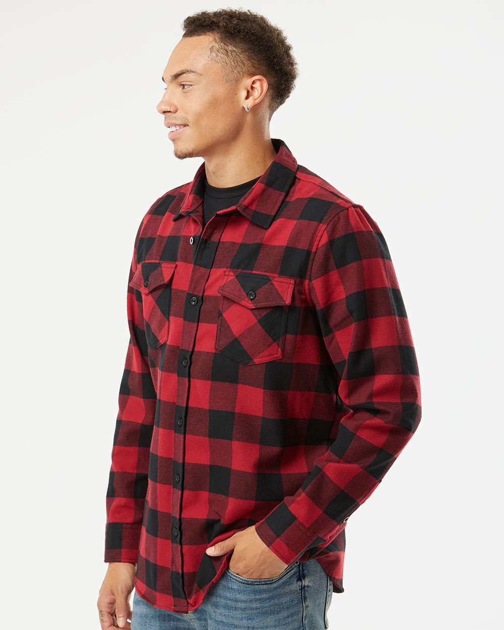 no-logo Independent Trading Co. Flannel Shirt-Men's Dress Shirts-Independent Trading Co.-Thread Logic