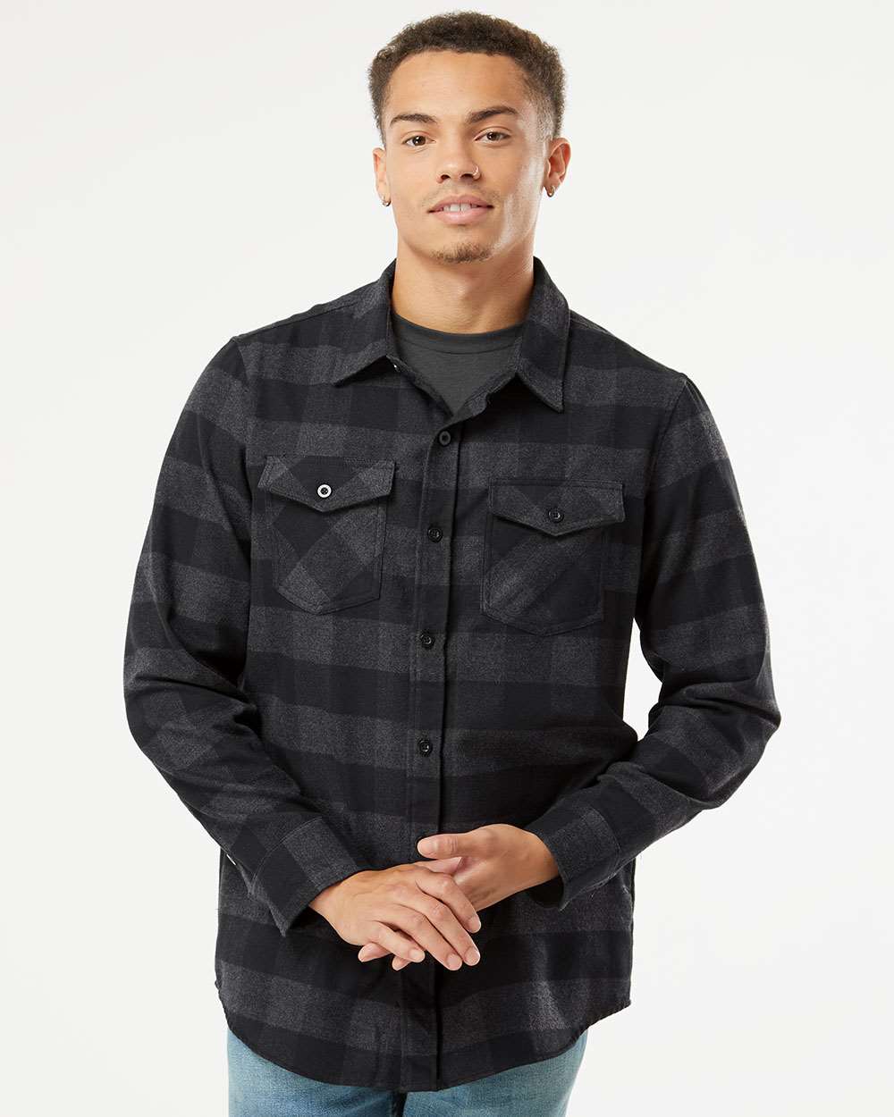 no-logo Independent Trading Co. Flannel Shirt-Men's Dress Shirts-Independent Trading Co.-Thread Logic