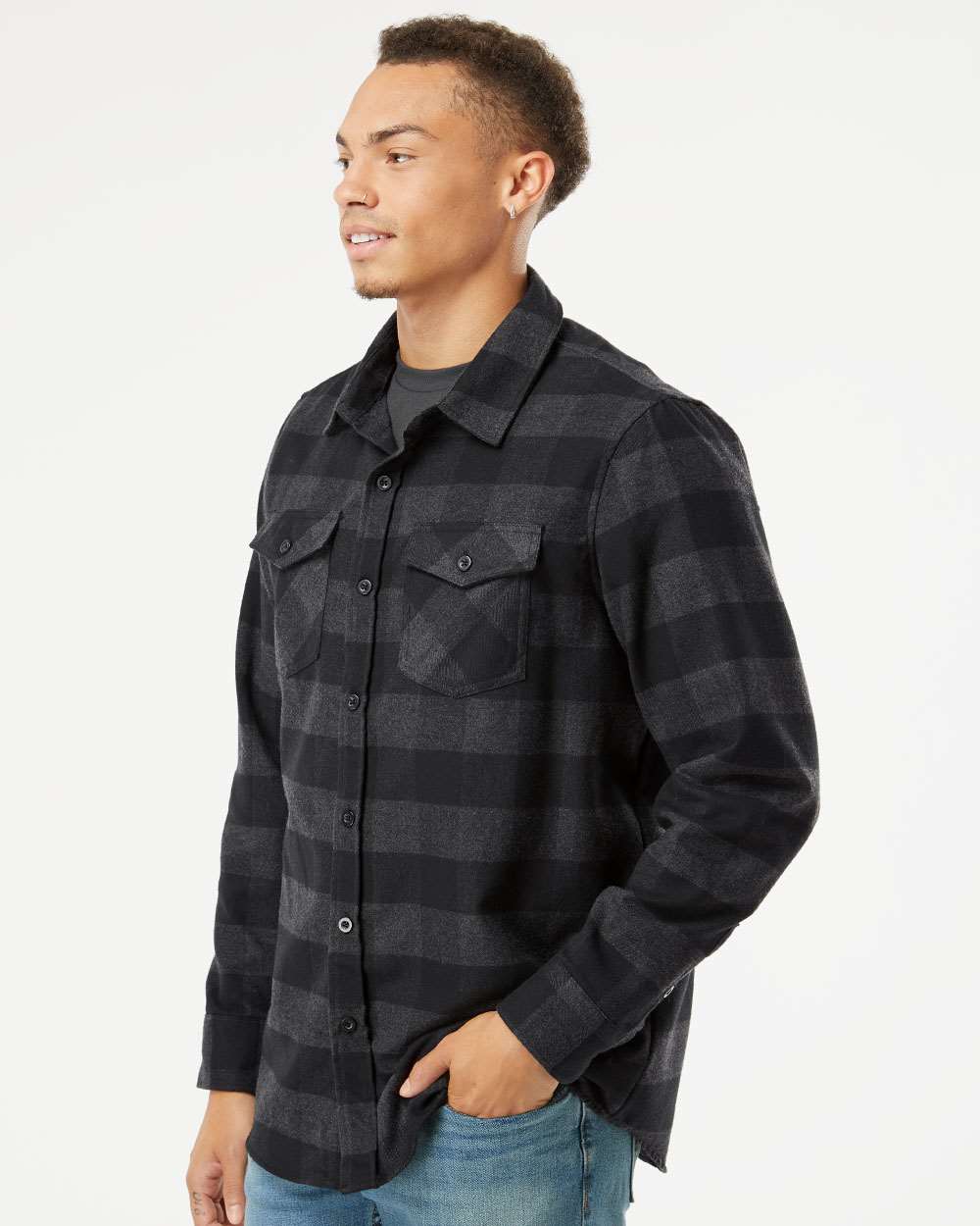 no-logo Independent Trading Co. Flannel Shirt-Men's Dress Shirts-Independent Trading Co.-Thread Logic