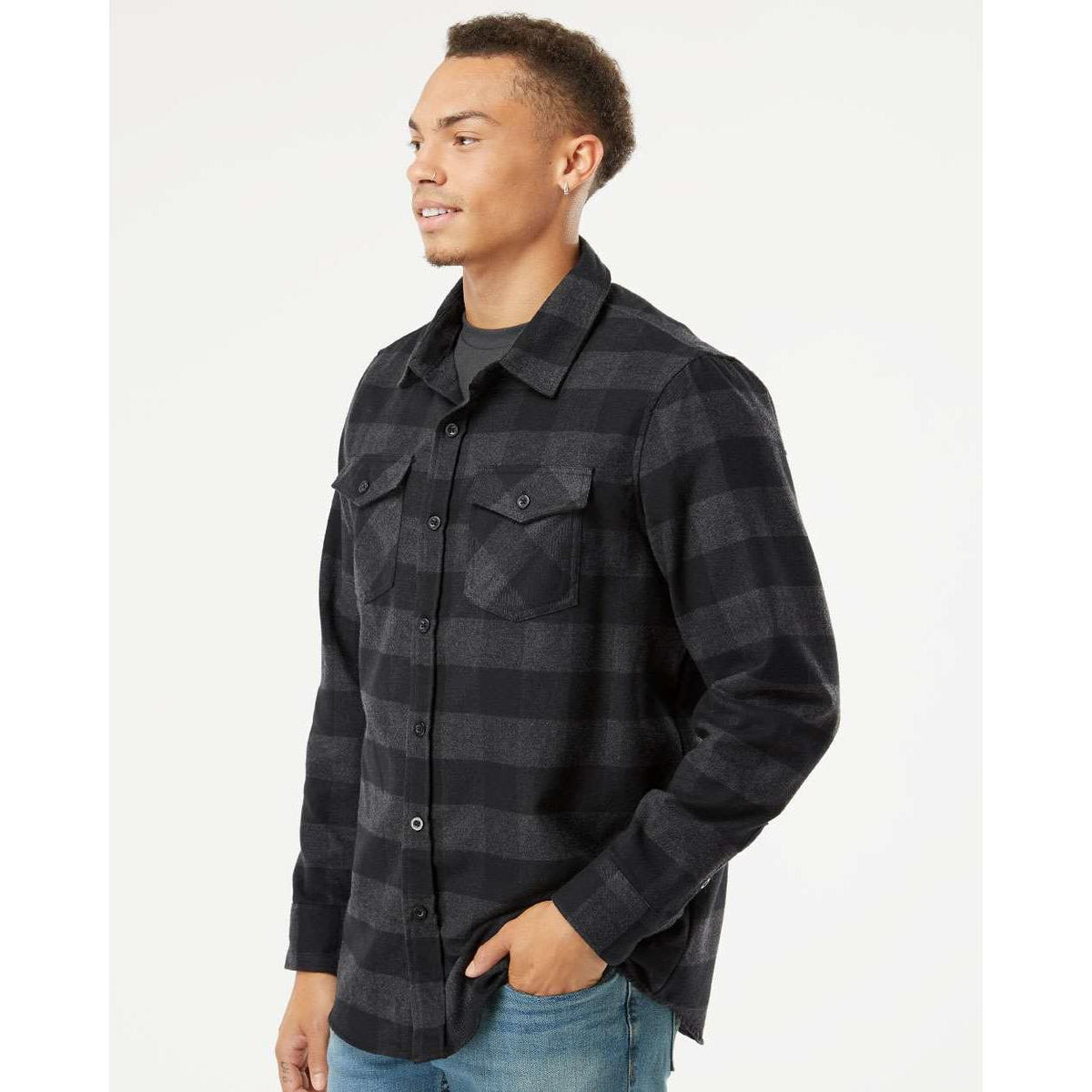 no-logo Independent Trading Co. Flannel Shirt-Men's Dress Shirts-Independent Trading Co.-Thread Logic