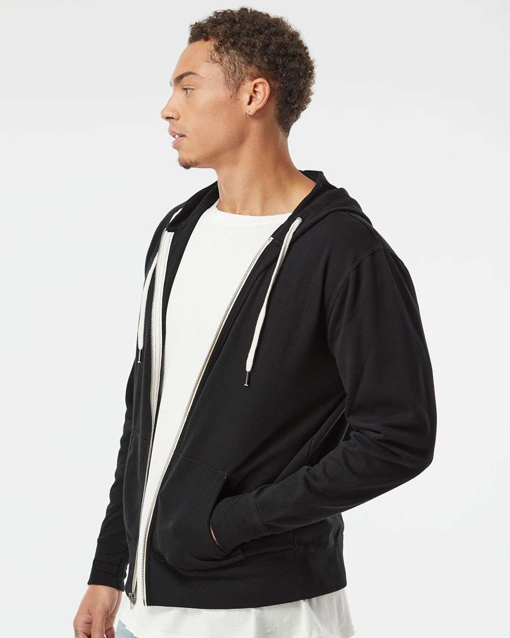 no-logo Independent Trading Co. Heathered French Terry Full-Zip Hooded Sweatshirt-Men's Layering-Independent Trading Co.-Thread Logic