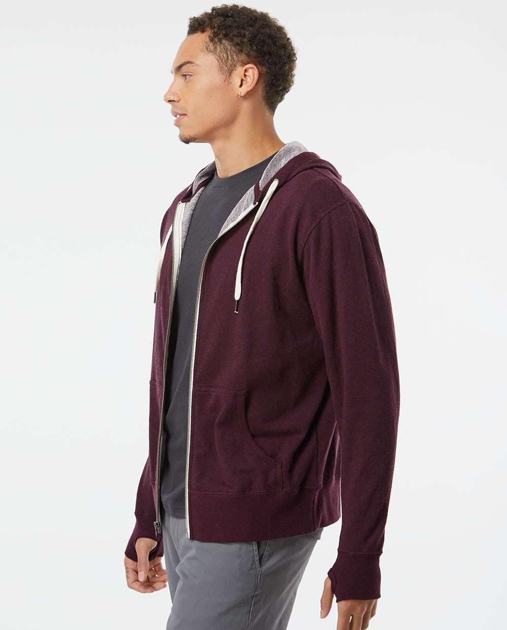 no-logo Independent Trading Co. Heathered French Terry Full-Zip Hooded Sweatshirt-Men's Layering-Independent Trading Co.-Thread Logic