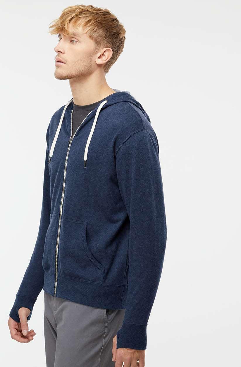 no-logo Independent Trading Co. Heathered French Terry Full-Zip Hooded Sweatshirt-Men's Layering-Independent Trading Co.-Thread Logic
