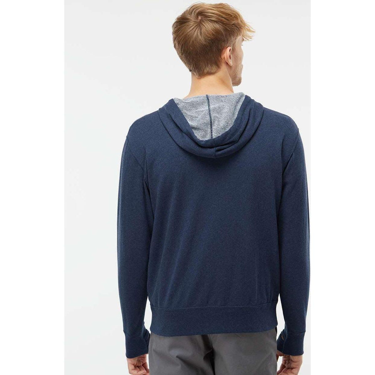 no-logo Independent Trading Co. Heathered French Terry Full-Zip Hooded Sweatshirt-Men's Layering-Independent Trading Co.-Thread Logic