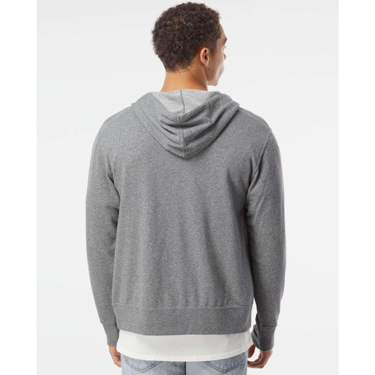 no-logo Independent Trading Co. Heathered French Terry Full-Zip Hooded Sweatshirt-Men's Layering-Independent Trading Co.-Thread Logic