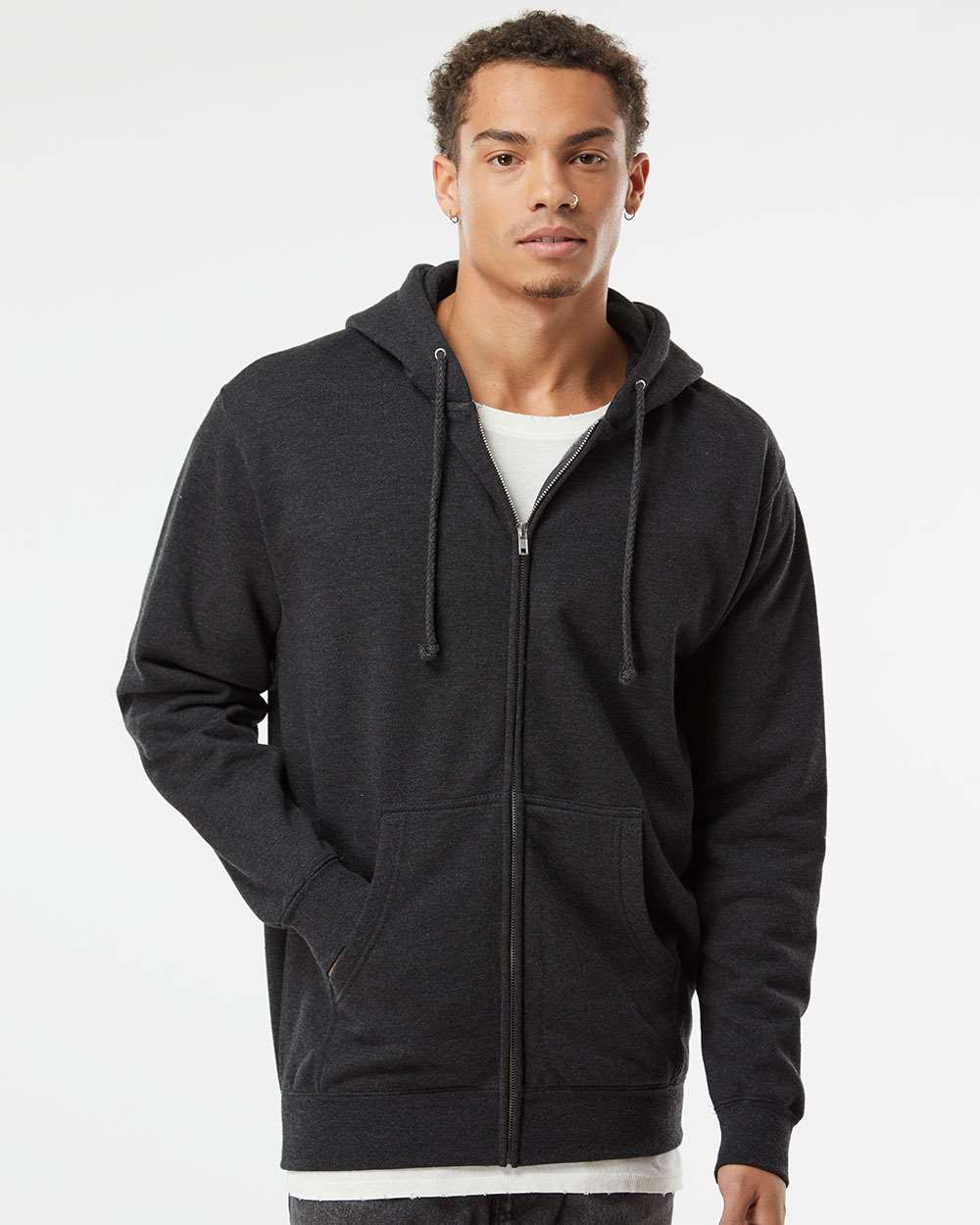 no-logo Independent Trading Co. Heavyweight Full-Zip Hooded Sweatshirt -Men's Layering-Independent Trading Co.-Thread Logic