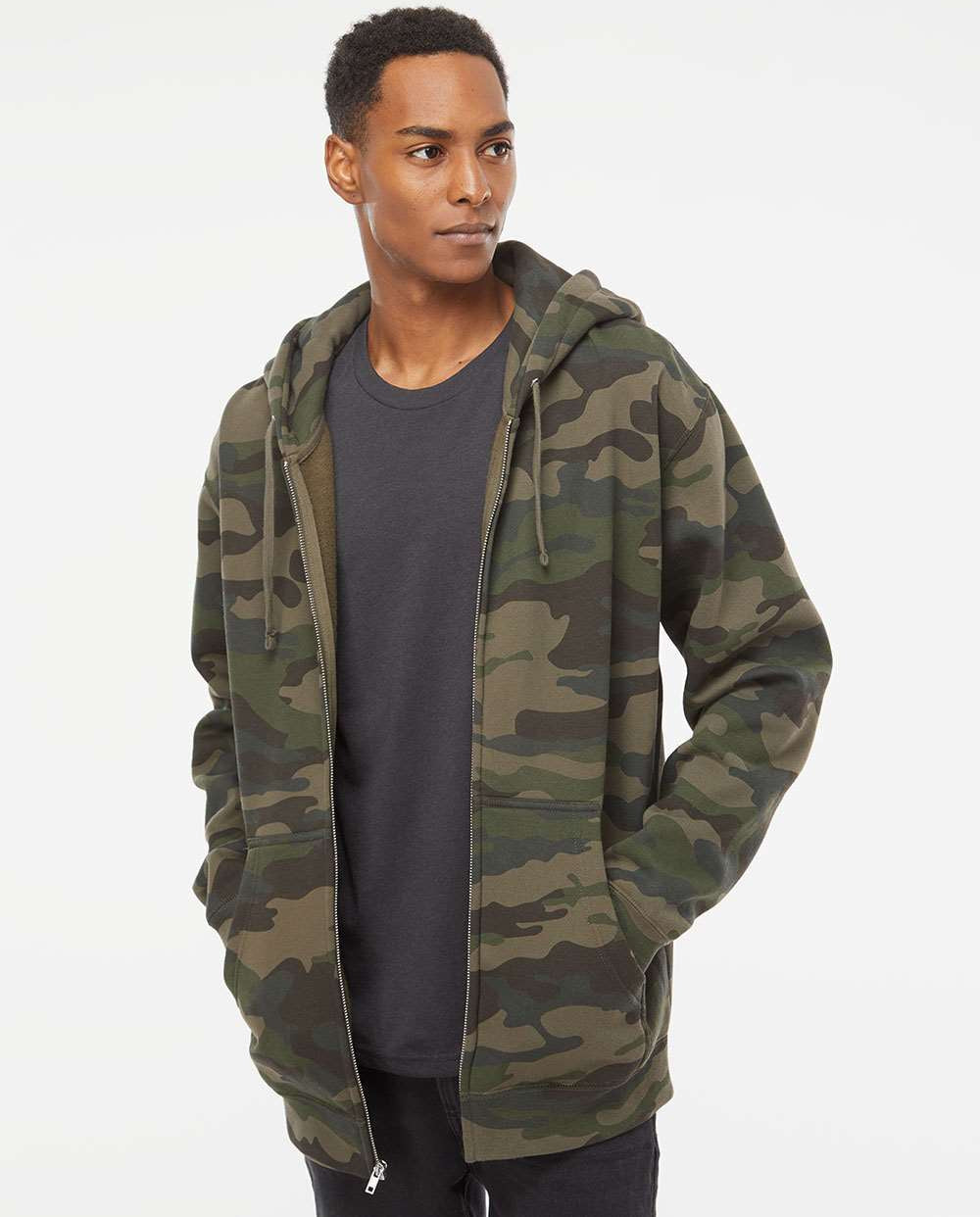 no-logo Independent Trading Co. Heavyweight Full-Zip Hooded Sweatshirt -Men's Layering-Independent Trading Co.-Thread Logic