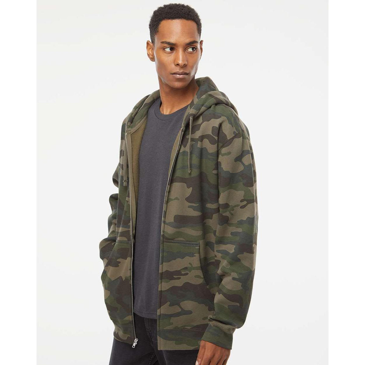 no-logo Independent Trading Co. Heavyweight Full-Zip Hooded Sweatshirt -Men's Layering-Independent Trading Co.-Thread Logic