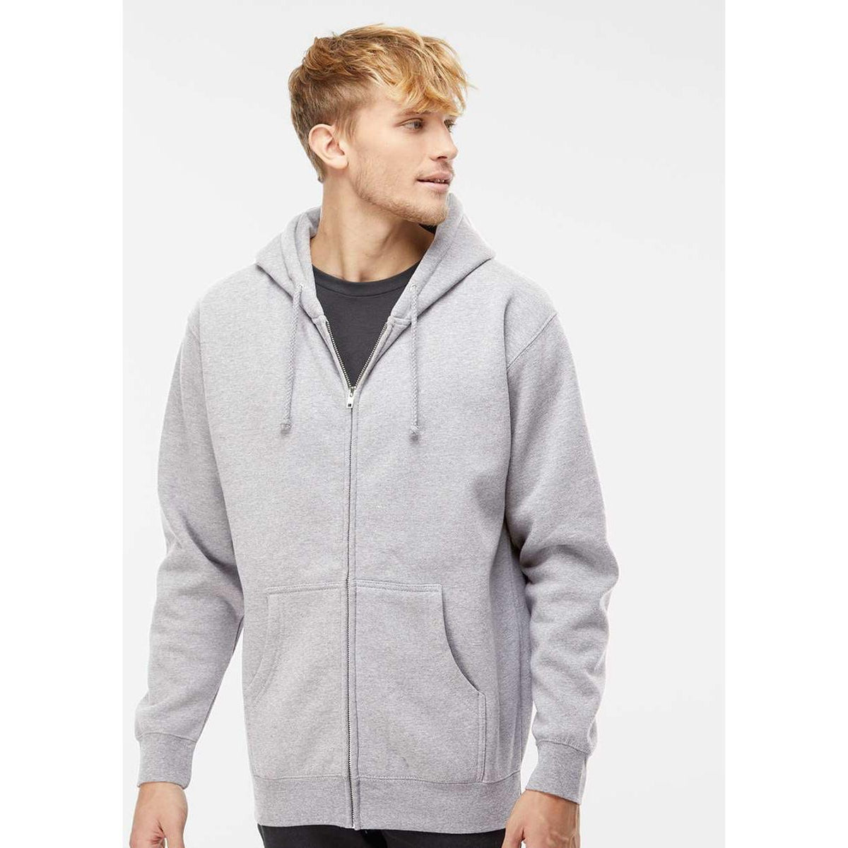 no-logo Independent Trading Co. Heavyweight Full-Zip Hooded Sweatshirt -Men's Layering-Independent Trading Co.-Thread Logic