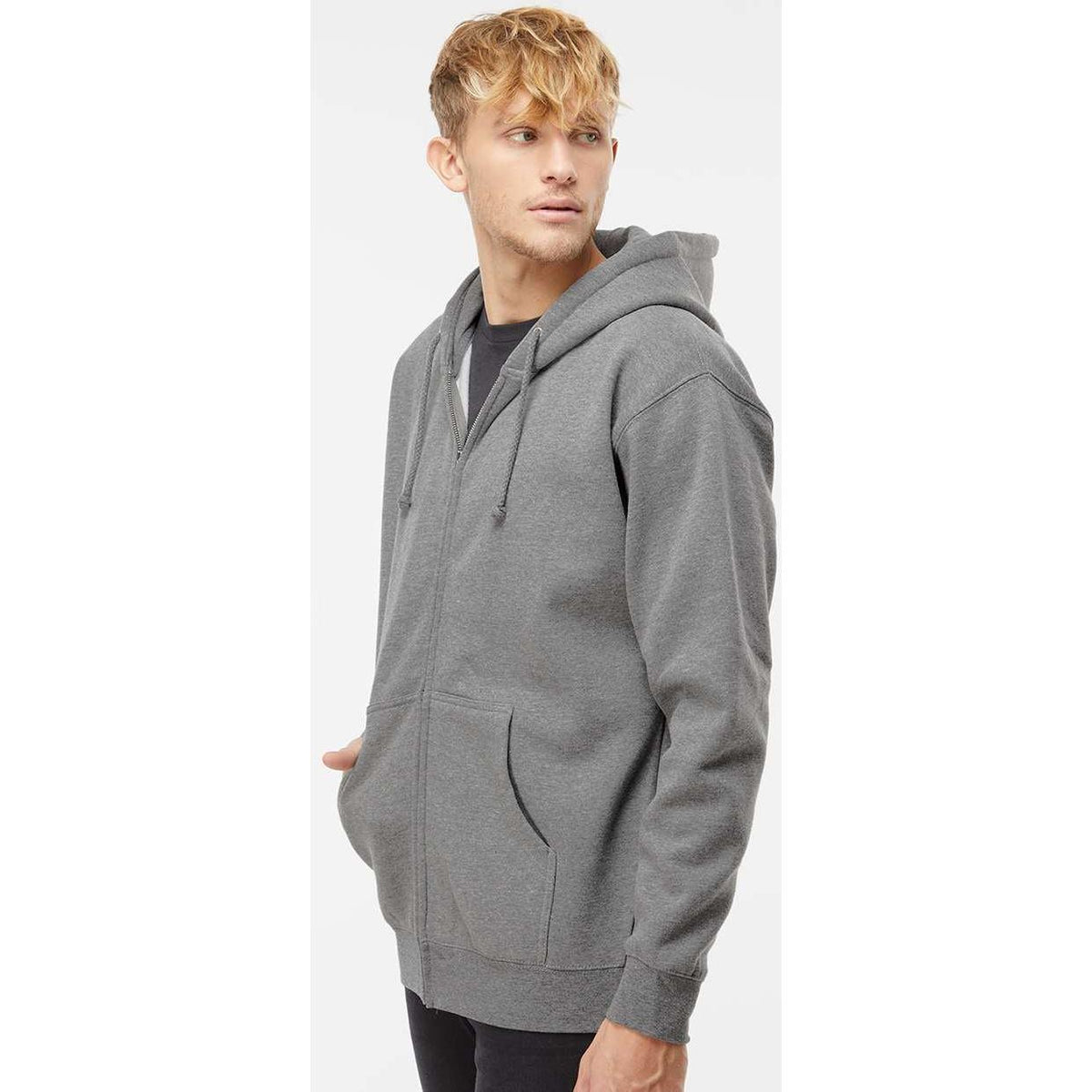 no-logo Independent Trading Co. Heavyweight Full-Zip Hooded Sweatshirt -Men's Layering-Independent Trading Co.-Thread Logic