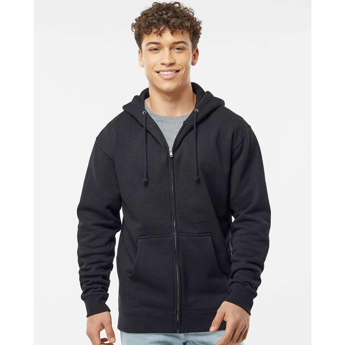 no-logo Independent Trading Co. Heavyweight Full-Zip Hooded Sweatshirt -Men's Layering-Independent Trading Co.-Thread Logic