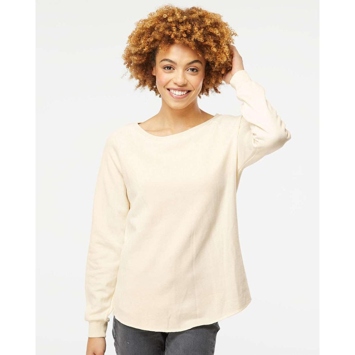 no-logo Independent Trading Co. Ladies California Wave Wash Crewneck Sweatshirt-Ladies Layering-Independent Trading Co.-Thread Logic