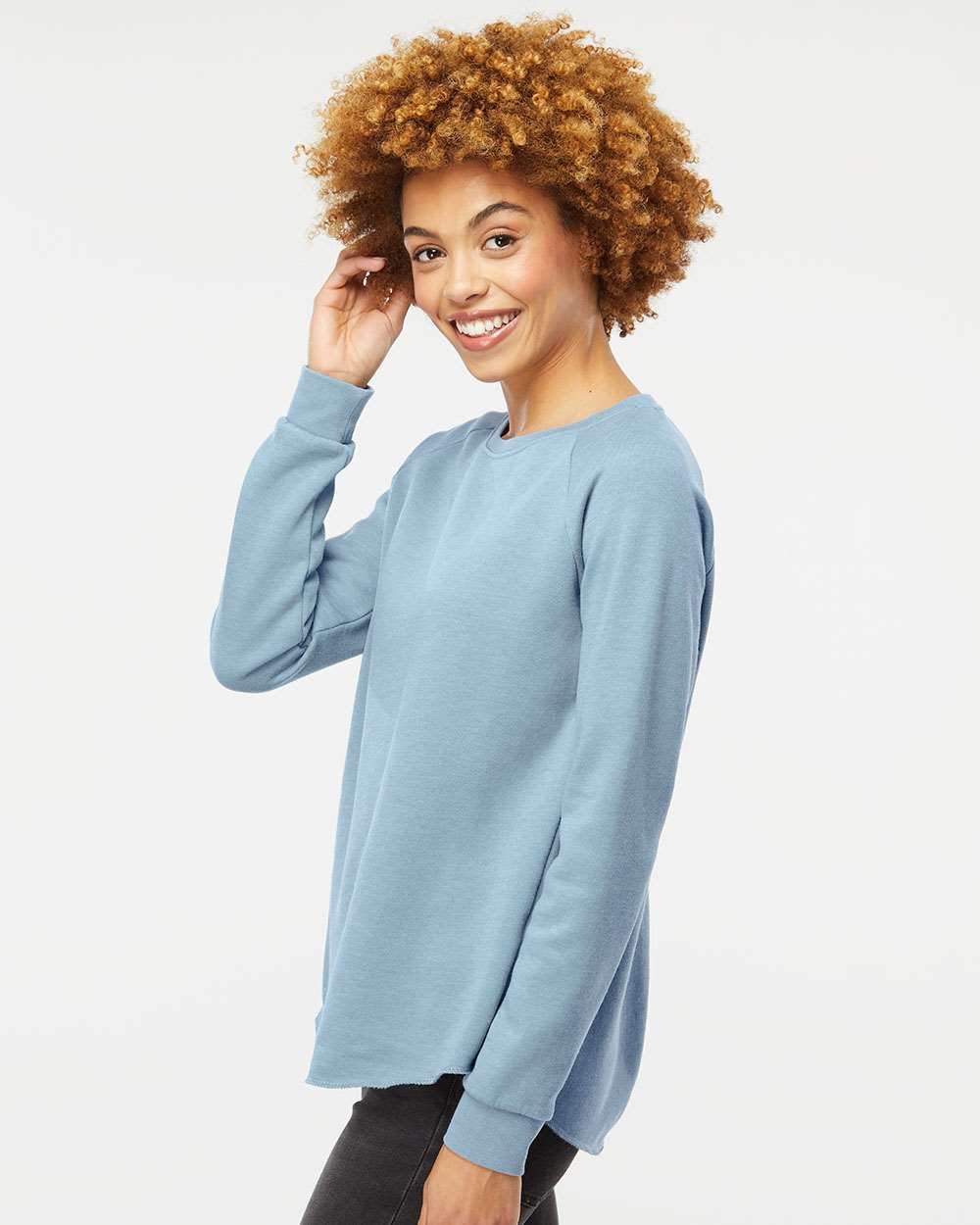 no-logo Independent Trading Co. Ladies California Wave Wash Crewneck Sweatshirt-Ladies Layering-Independent Trading Co.-Thread Logic