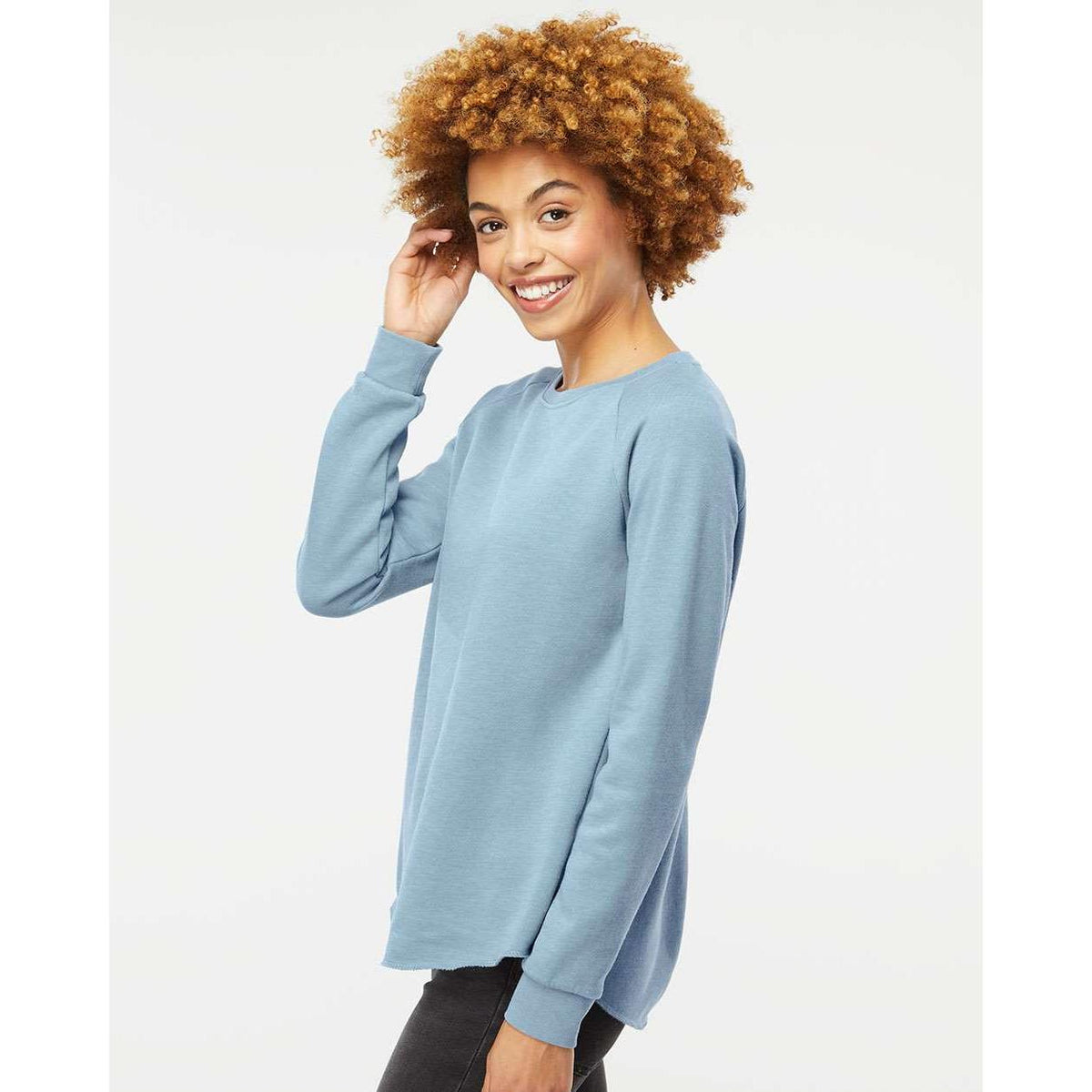 no-logo Independent Trading Co. Ladies California Wave Wash Crewneck Sweatshirt-Ladies Layering-Independent Trading Co.-Thread Logic