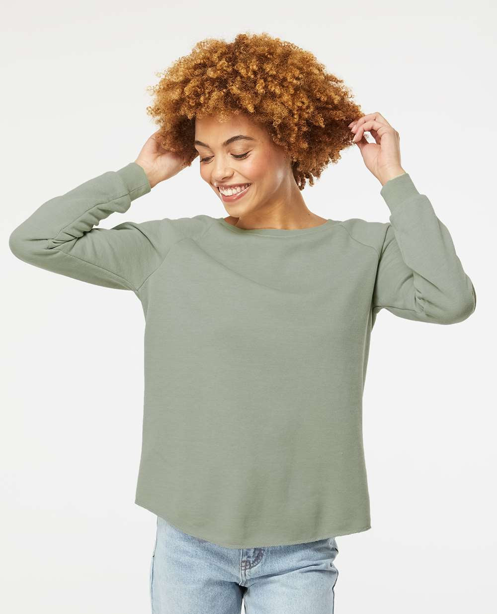 no-logo Independent Trading Co. Ladies California Wave Wash Crewneck Sweatshirt-Ladies Layering-Independent Trading Co.-Thread Logic