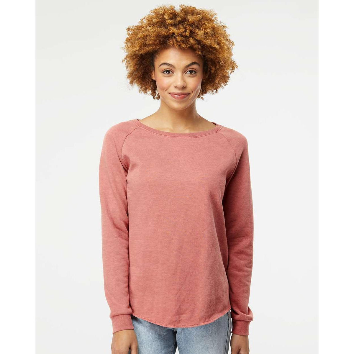 no-logo Independent Trading Co. Ladies California Wave Wash Crewneck Sweatshirt-Ladies Layering-Independent Trading Co.-Thread Logic