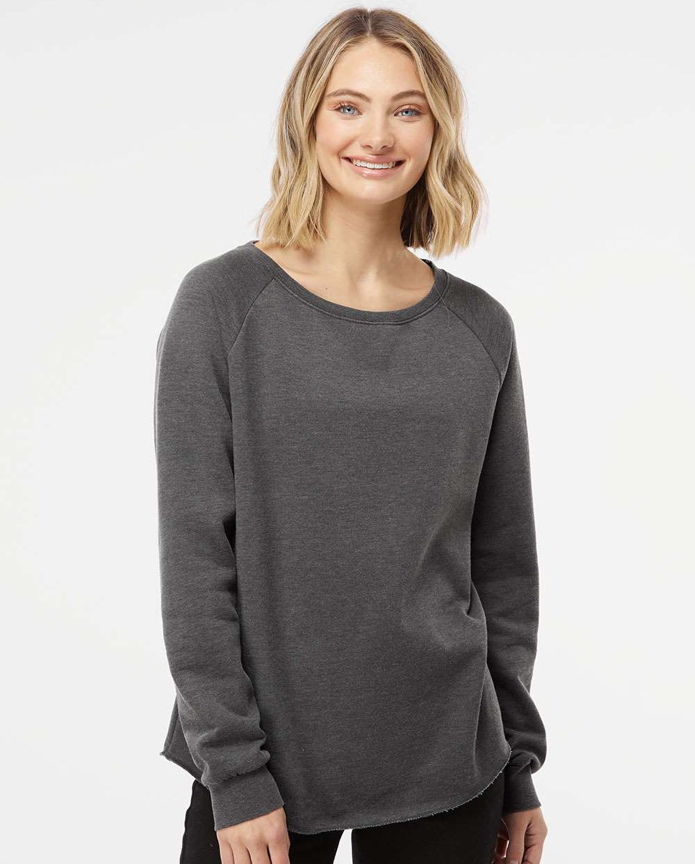 no-logo Independent Trading Co. Ladies California Wave Wash Crewneck Sweatshirt-Ladies Layering-Independent Trading Co.-Thread Logic