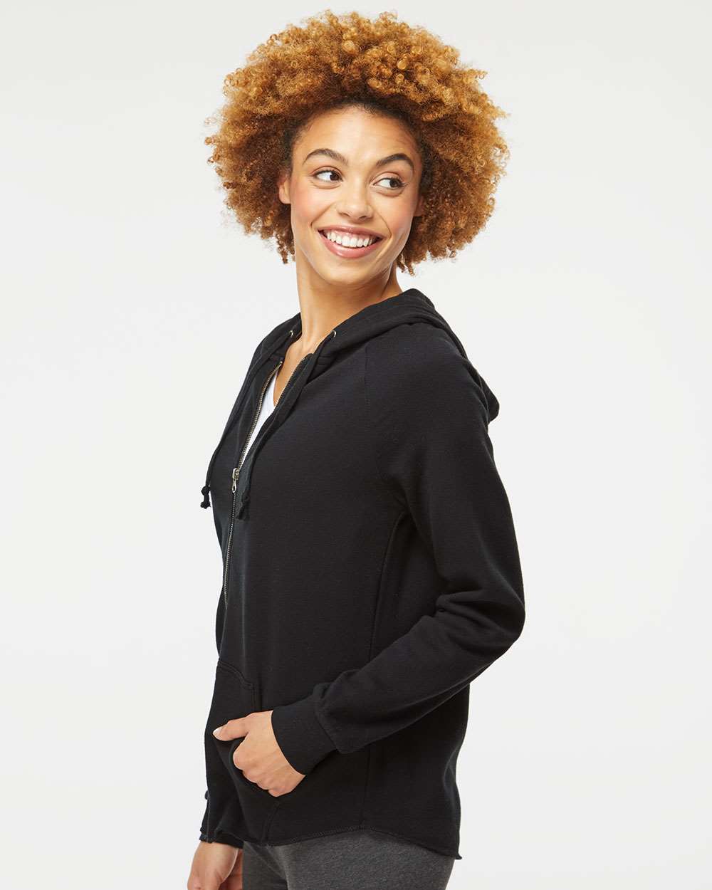 no-logo Independent Trading Co. Ladies California Wave Wash Full-Zip Hooded Sweatshirt -Ladies Layering-Independent Trading Co.-Thread Logic