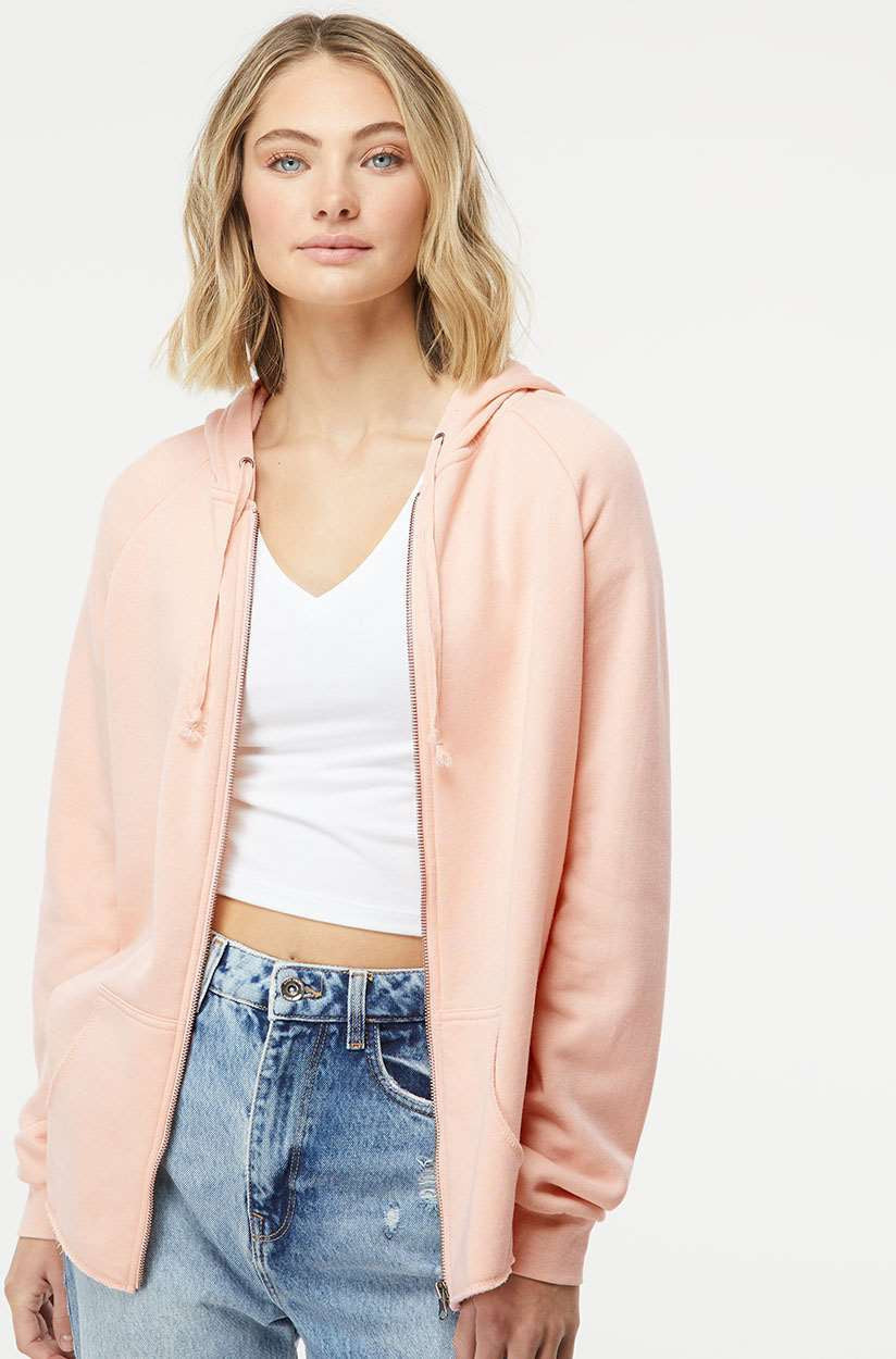 no-logo Independent Trading Co. Ladies California Wave Wash Full-Zip Hooded Sweatshirt -Ladies Layering-Independent Trading Co.-Thread Logic