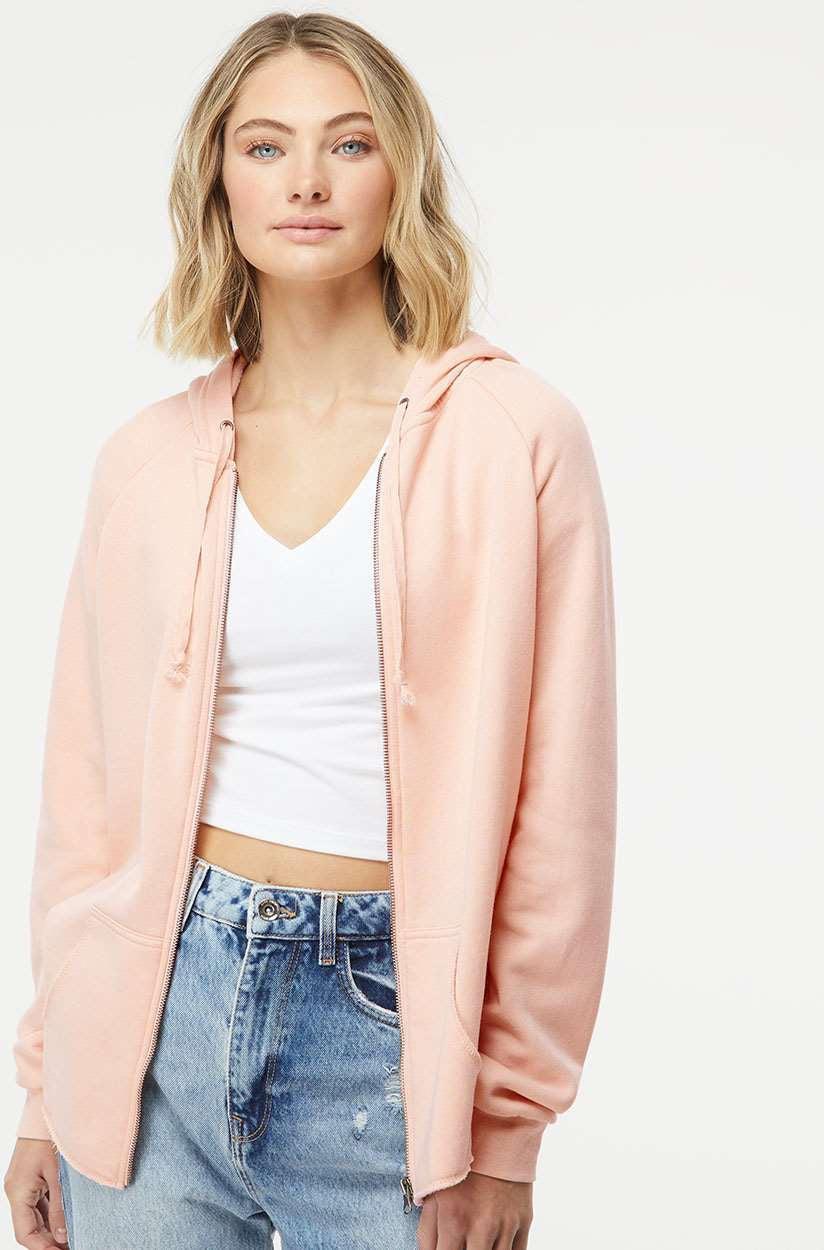 no-logo Independent Trading Co. Ladies California Wave Wash Full-Zip Hooded Sweatshirt -Ladies Layering-Independent Trading Co.-Thread Logic