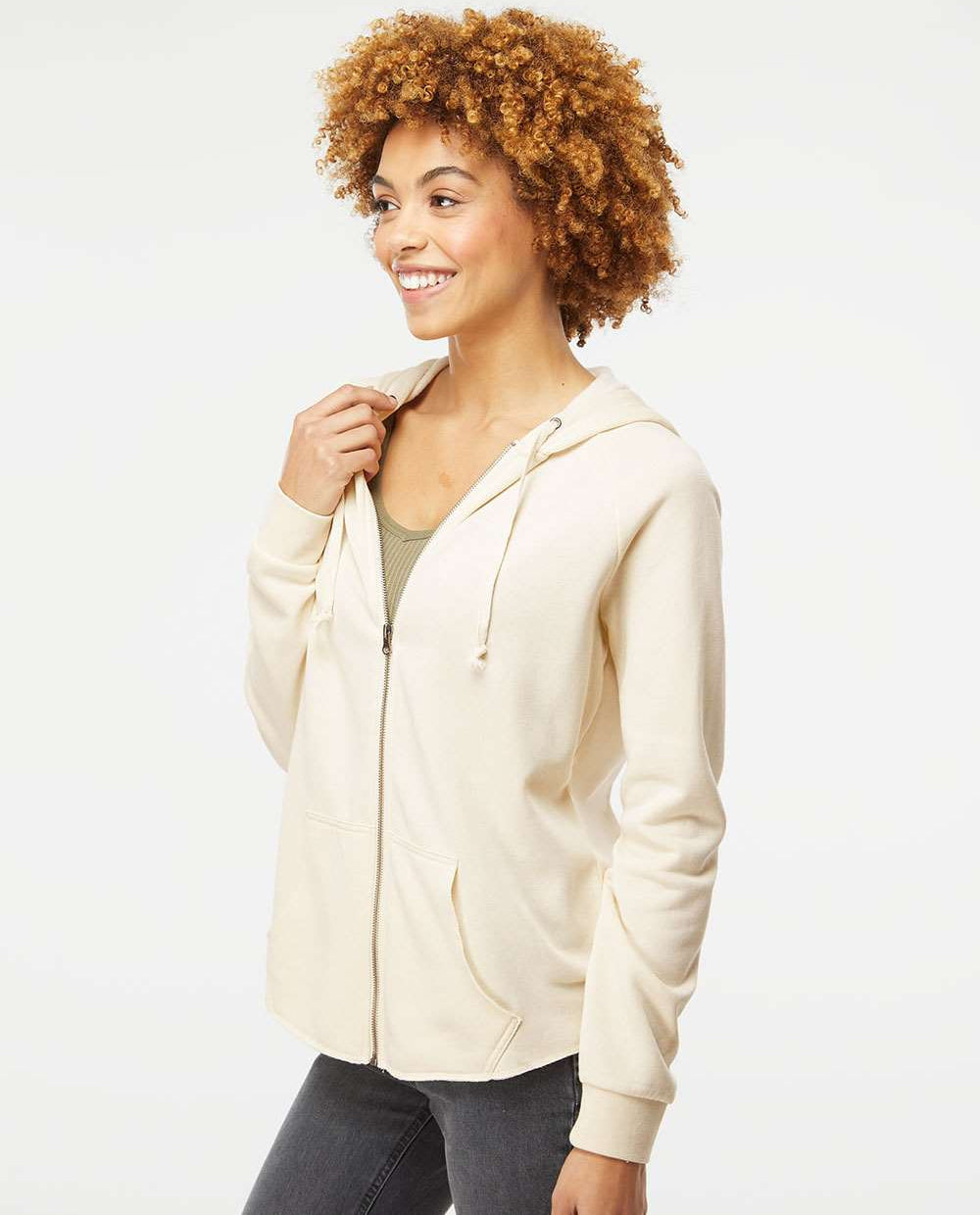 no-logo Independent Trading Co. Ladies California Wave Wash Full-Zip Hooded Sweatshirt -Ladies Layering-Independent Trading Co.-Thread Logic