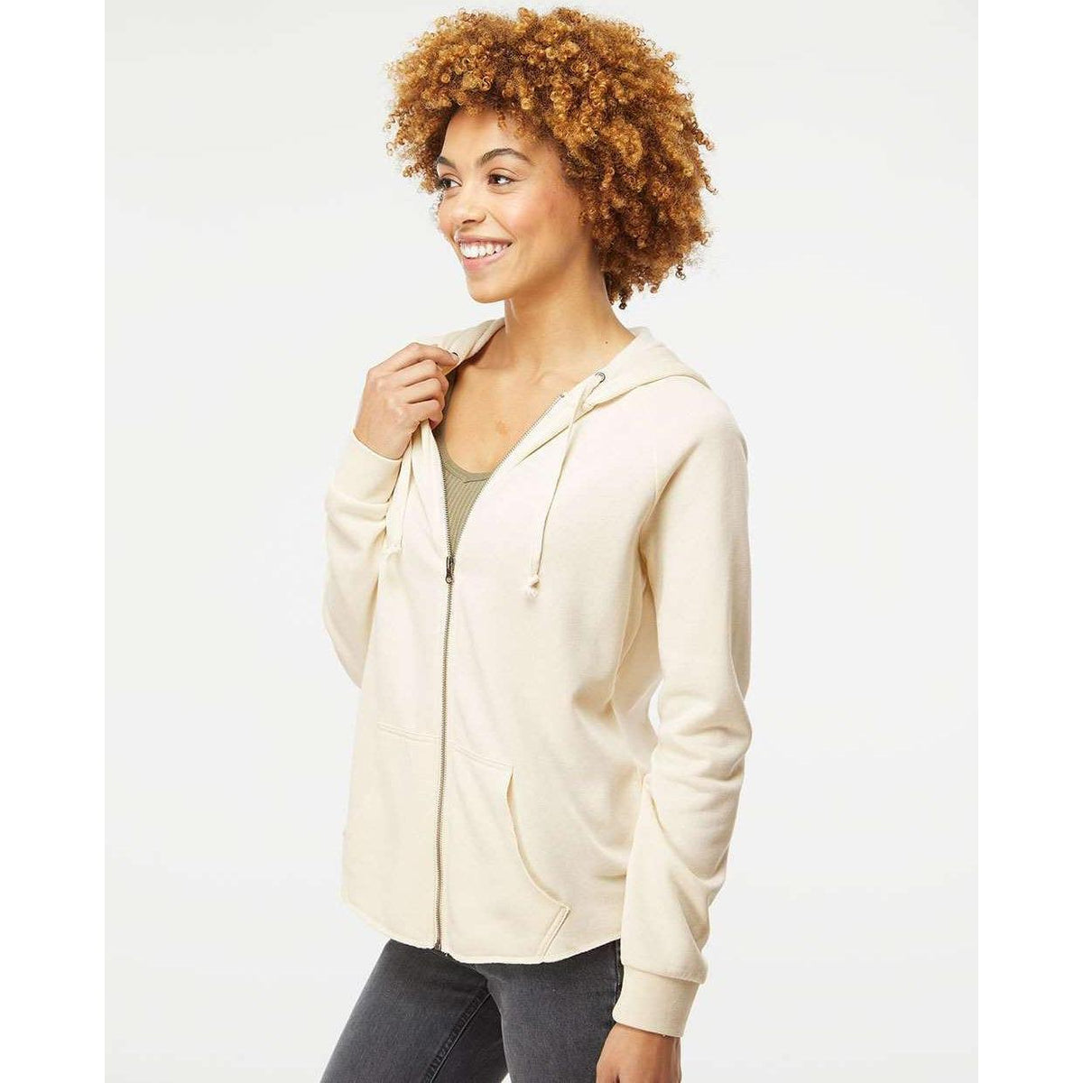 no-logo Independent Trading Co. Ladies California Wave Wash Full-Zip Hooded Sweatshirt -Ladies Layering-Independent Trading Co.-Thread Logic