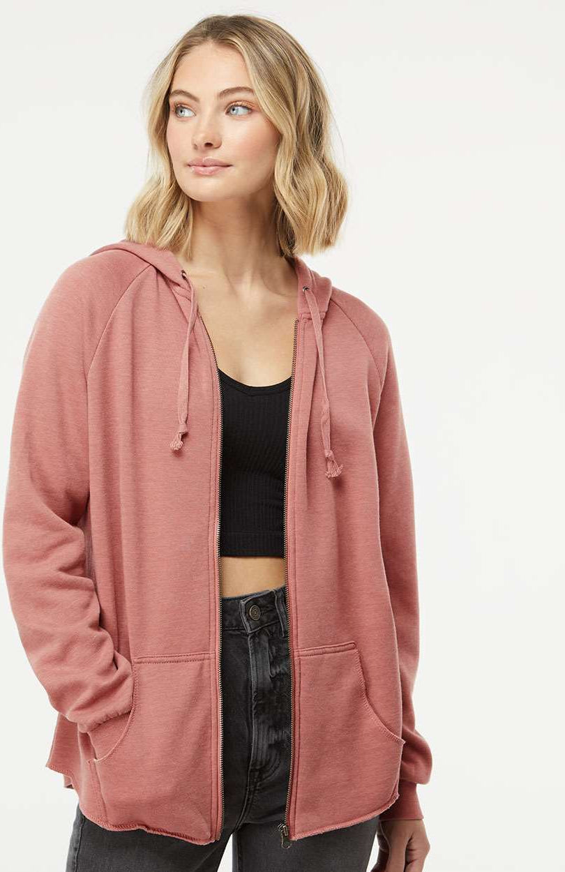 no-logo Independent Trading Co. Ladies California Wave Wash Full-Zip Hooded Sweatshirt -Ladies Layering-Independent Trading Co.-Thread Logic