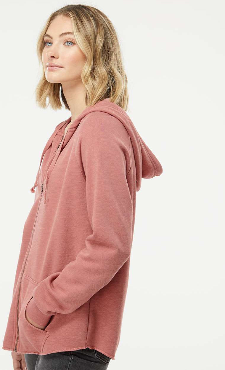 no-logo Independent Trading Co. Ladies California Wave Wash Full-Zip Hooded Sweatshirt -Ladies Layering-Independent Trading Co.-Thread Logic