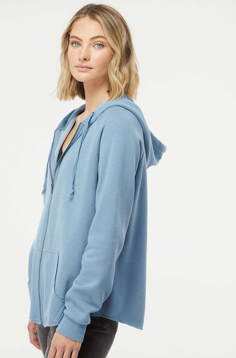 no-logo Independent Trading Co. Ladies California Wave Wash Full-Zip Hooded Sweatshirt -Ladies Layering-Independent Trading Co.-Thread Logic