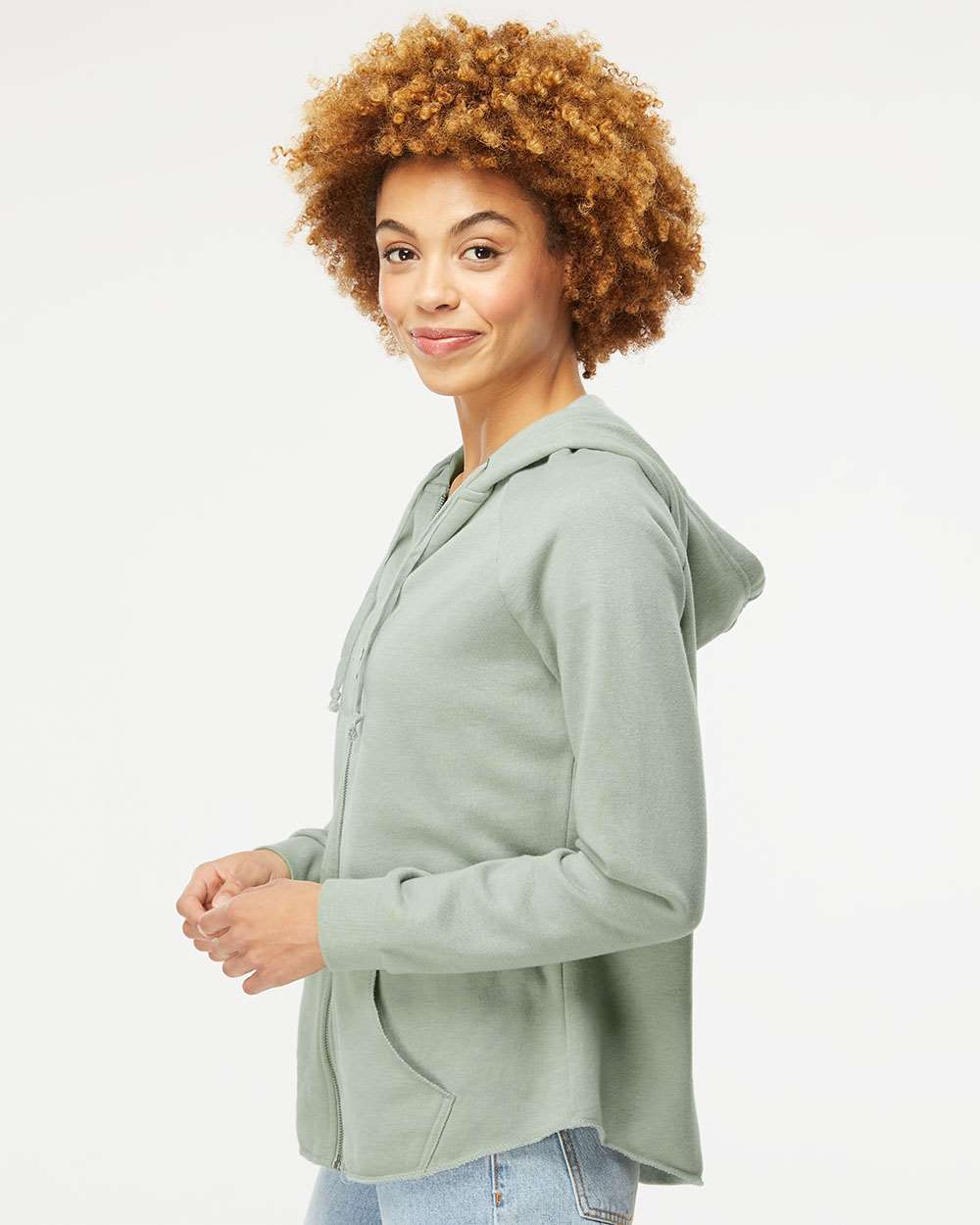 no-logo Independent Trading Co. Ladies California Wave Wash Full-Zip Hooded Sweatshirt -Ladies Layering-Independent Trading Co.-Thread Logic