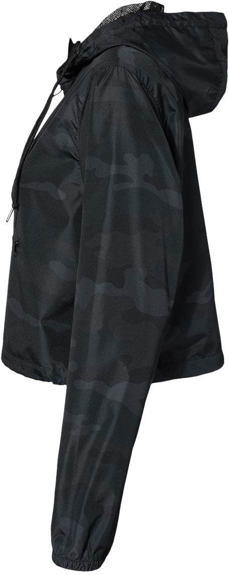 no-logo Independent Trading Co. Ladies Lightweight Quarter-Zip Pullover Crop Windbreaker-Outerwear-Independent Trading Co.-Thread Logic