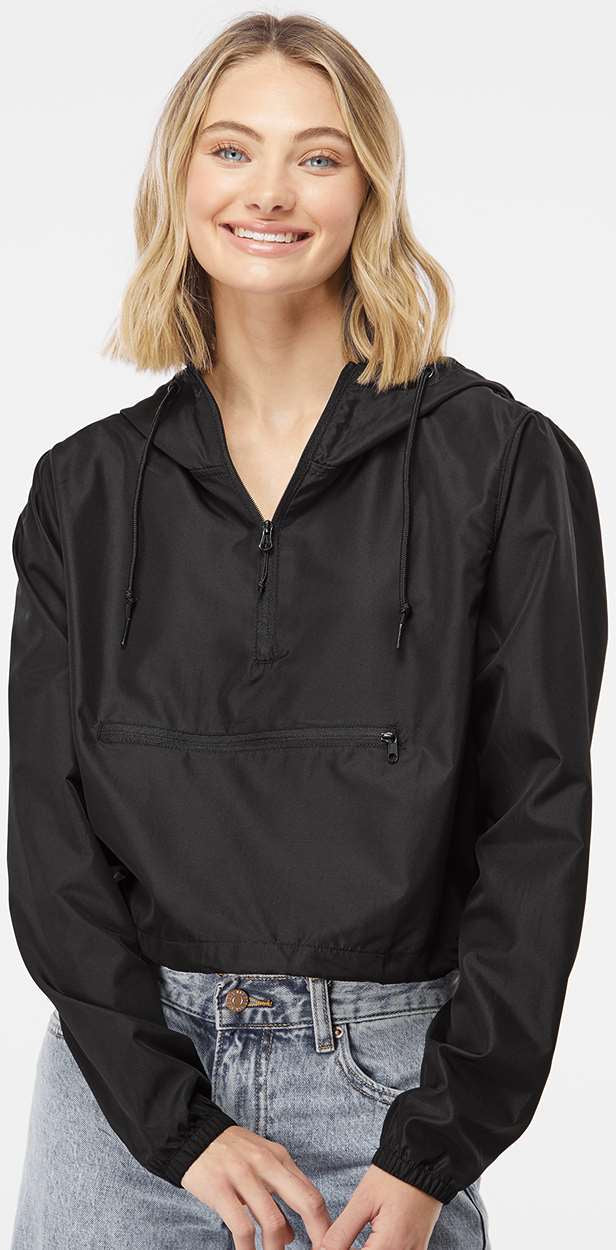 no-logo Independent Trading Co. Ladies Lightweight Quarter-Zip Pullover Crop Windbreaker-Outerwear-Independent Trading Co.-Thread Logic