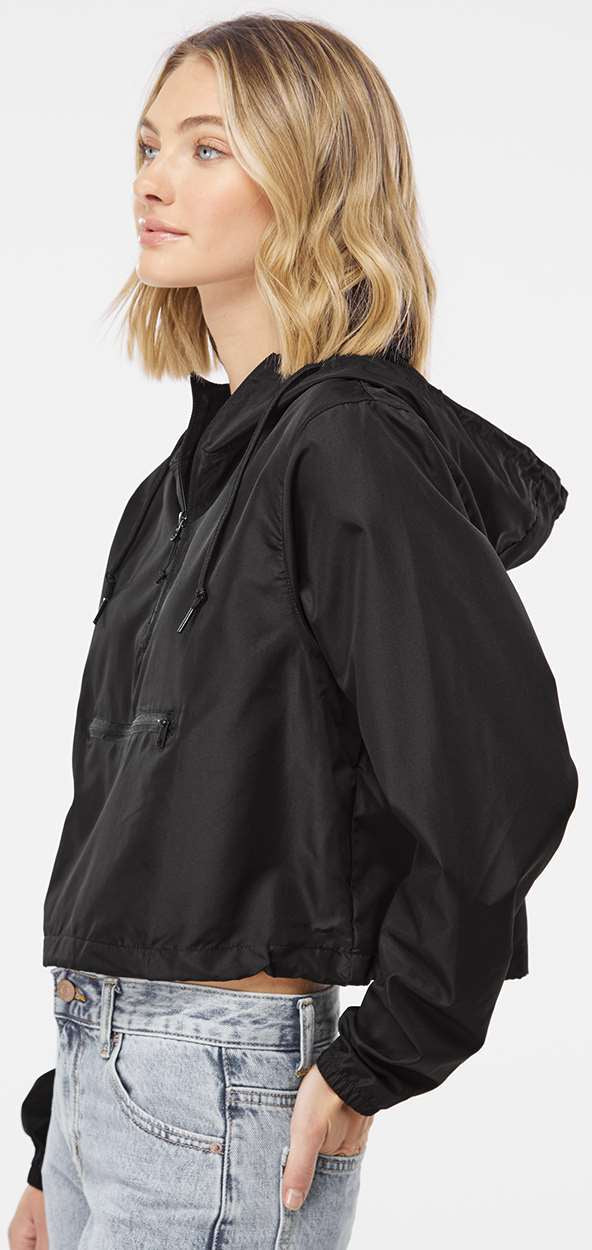 no-logo Independent Trading Co. Ladies Lightweight Quarter-Zip Pullover Crop Windbreaker-Outerwear-Independent Trading Co.-Thread Logic