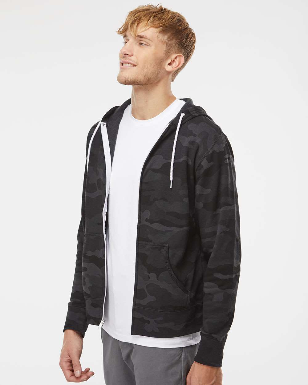 no-logo Independent Trading Co. Lightweight Full-Zip Hooded Sweatshirt-Men's Layering-Independent Trading Co.-Thread Logic