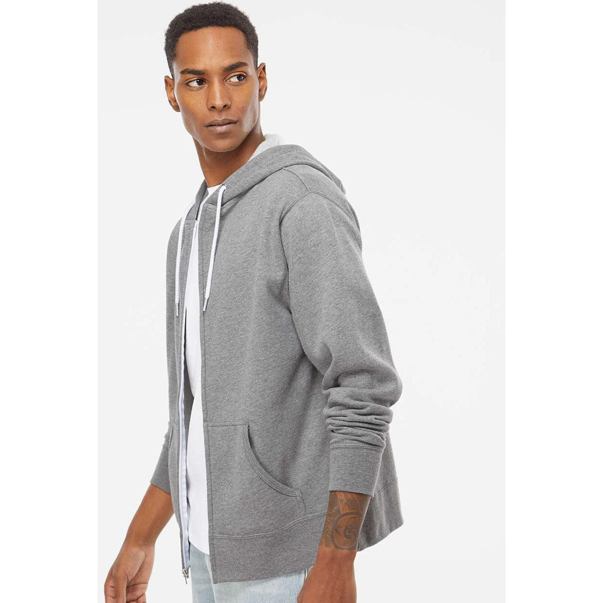 no-logo Independent Trading Co. Lightweight Full-Zip Hooded Sweatshirt-Men's Layering-Independent Trading Co.-Thread Logic