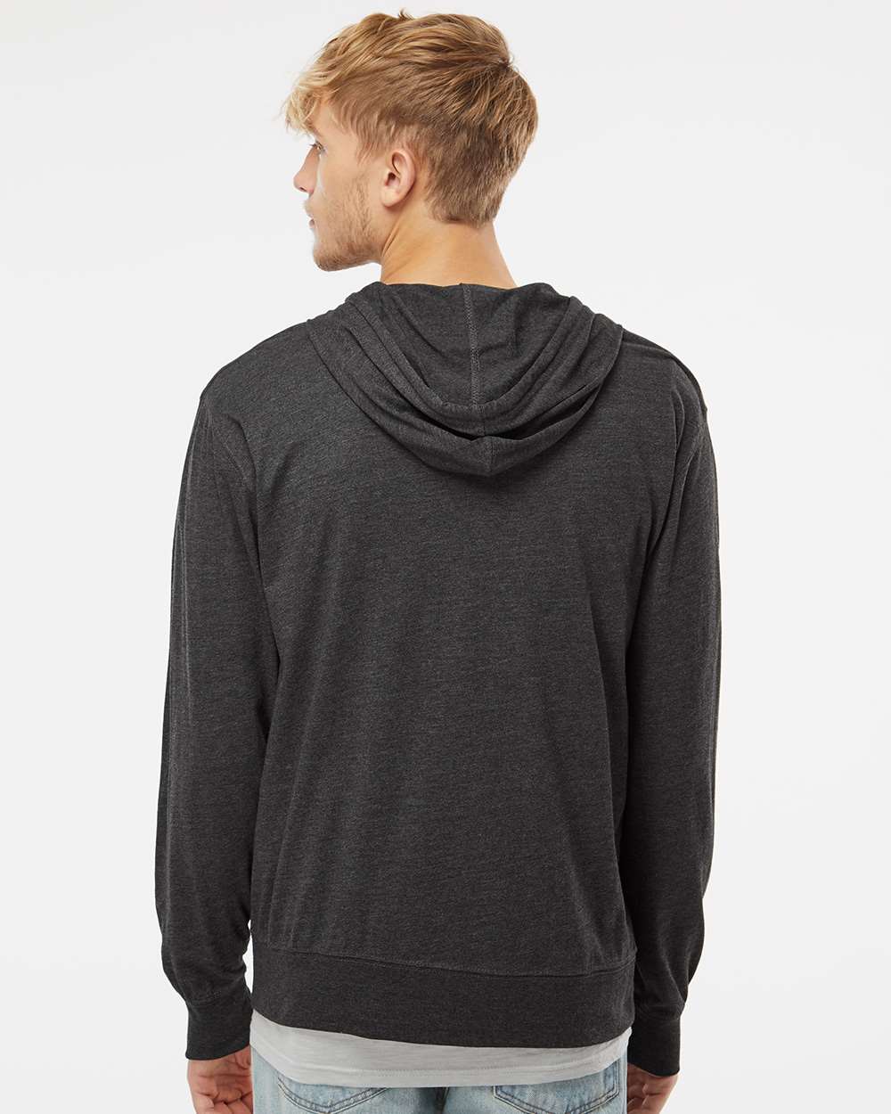 no-logo Independent Trading Co. Lightweight Jersey Full-Zip Hooded T-Shirt -Men's Layering-Independent Trading Co.-Thread Logic