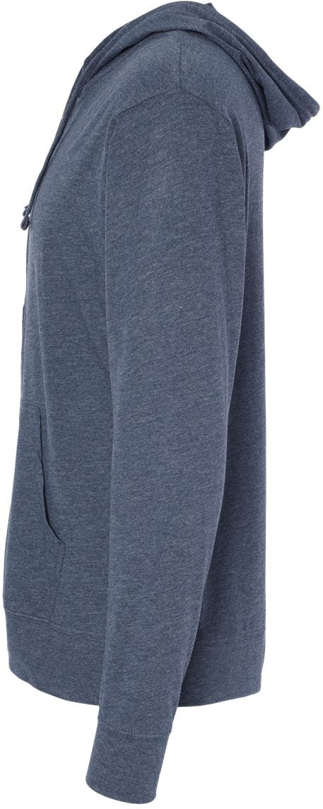 no-logo Independent Trading Co. Lightweight Jersey Full-Zip Hooded T-Shirt -Men's Layering-Independent Trading Co.-Thread Logic